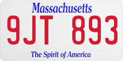 MA license plate 9JT893