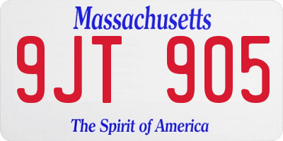MA license plate 9JT905