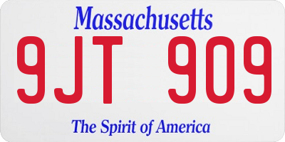 MA license plate 9JT909