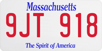 MA license plate 9JT918