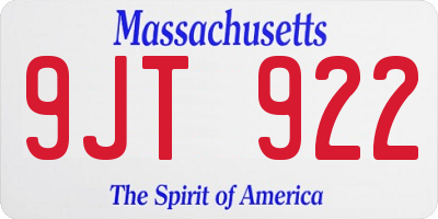 MA license plate 9JT922