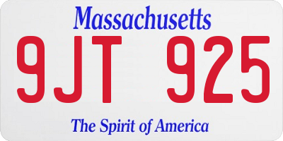 MA license plate 9JT925