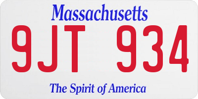 MA license plate 9JT934