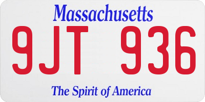 MA license plate 9JT936