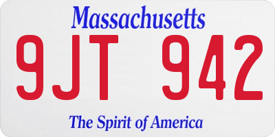 MA license plate 9JT942