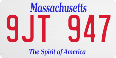MA license plate 9JT947