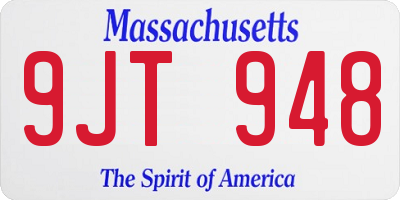 MA license plate 9JT948