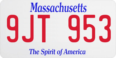 MA license plate 9JT953