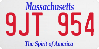 MA license plate 9JT954