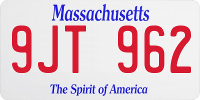 MA license plate 9JT962