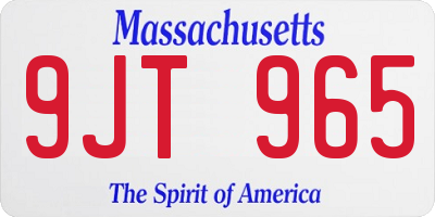 MA license plate 9JT965