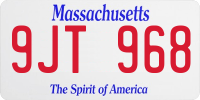 MA license plate 9JT968