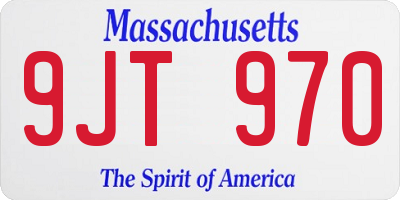 MA license plate 9JT970
