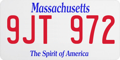 MA license plate 9JT972