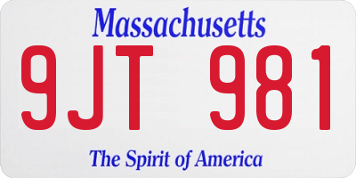 MA license plate 9JT981