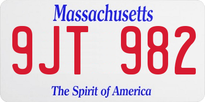 MA license plate 9JT982