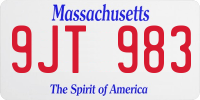 MA license plate 9JT983