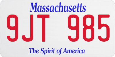 MA license plate 9JT985