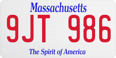 MA license plate 9JT986