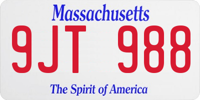 MA license plate 9JT988