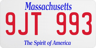 MA license plate 9JT993