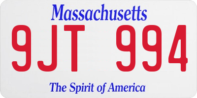 MA license plate 9JT994