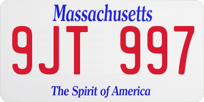 MA license plate 9JT997