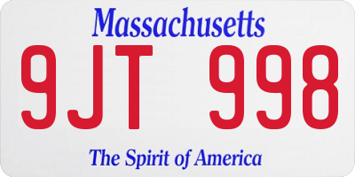 MA license plate 9JT998