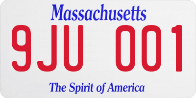 MA license plate 9JU001