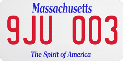 MA license plate 9JU003