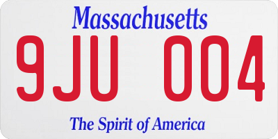 MA license plate 9JU004