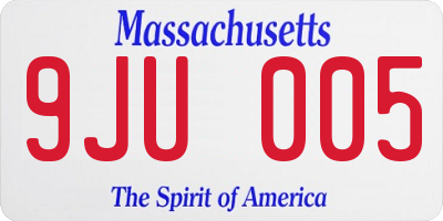 MA license plate 9JU005