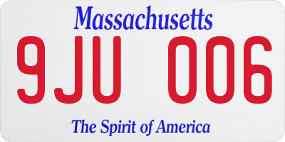 MA license plate 9JU006