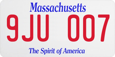 MA license plate 9JU007