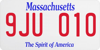 MA license plate 9JU010