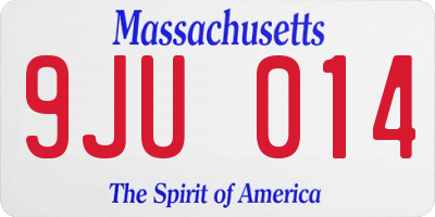 MA license plate 9JU014