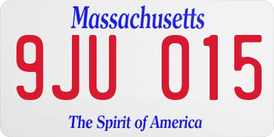 MA license plate 9JU015