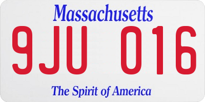 MA license plate 9JU016