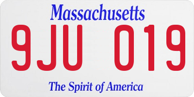 MA license plate 9JU019