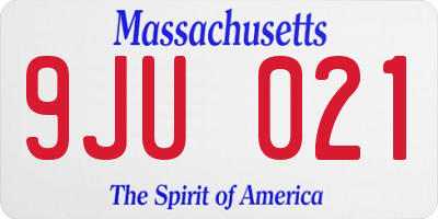 MA license plate 9JU021