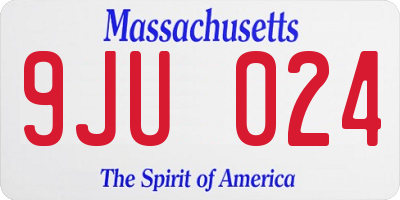 MA license plate 9JU024