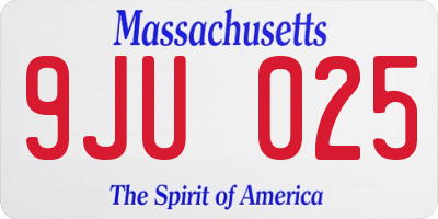 MA license plate 9JU025