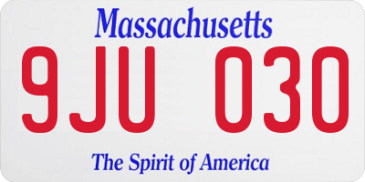 MA license plate 9JU030