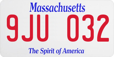 MA license plate 9JU032