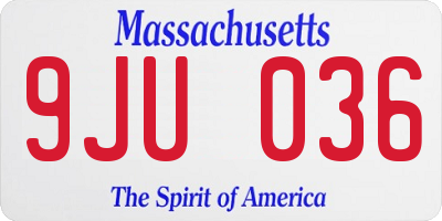 MA license plate 9JU036