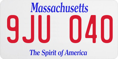 MA license plate 9JU040