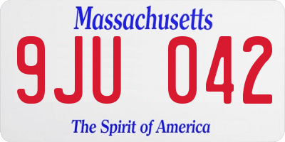MA license plate 9JU042