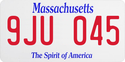 MA license plate 9JU045