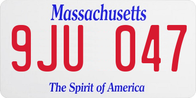MA license plate 9JU047