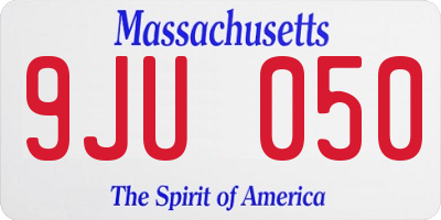 MA license plate 9JU050